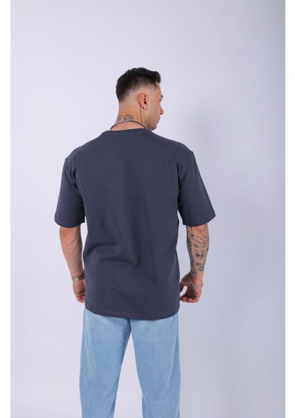 Unisex %100 Pamuk Oversize Düz T-Shirt Antrasit fiyatları