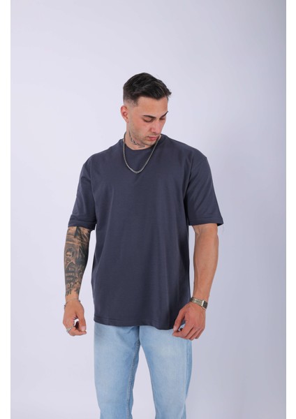 Unisex %100 Pamuk Oversize Düz T-Shirt Antrasit fırsatları