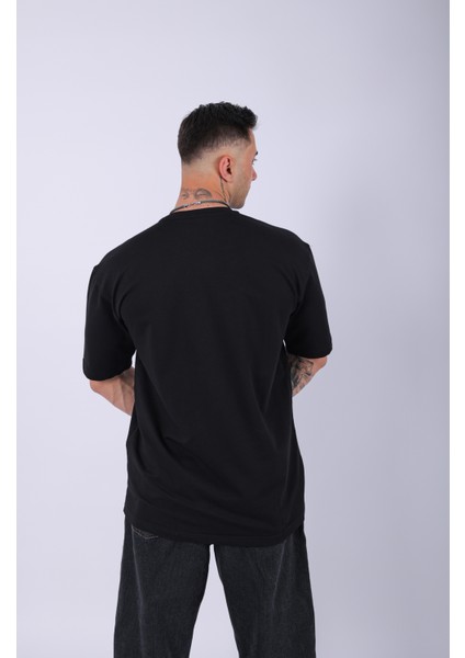 Unisex %100 Pamuk Oversize Düz T-Shirt Siyah indirimleri