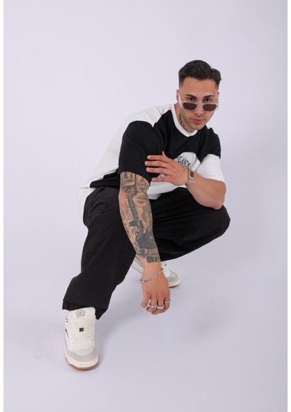 Unisex Özel Tasarım Parçalı Oversize T-Shirt indirimleri