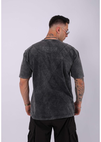 Unisex Özel Yıkamalı Positive Oversize T-Shirt