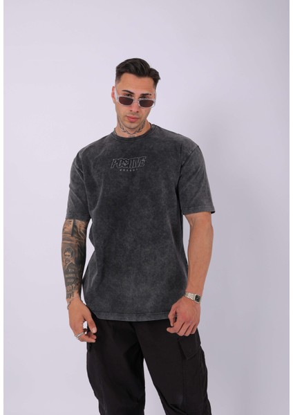 Unisex Özel Yıkamalı Positive Oversize T-Shirt fiyatları