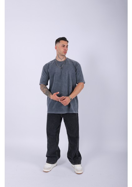 Unisex "yeah" Nakışlı Özel Yıkamalı Oversize T-Shirt indirimleri