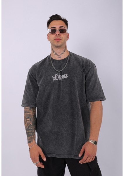 Unisex Özel Yıkamalı Blink 182 Oversize T-Shirt fiyatları