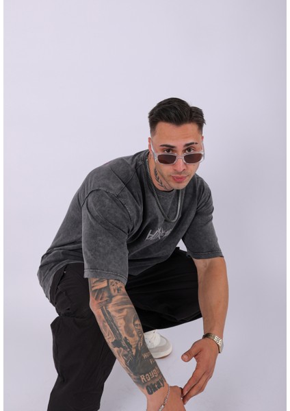 Unisex Özel Yıkamalı Blink 182 Oversize T-Shirt modelleri