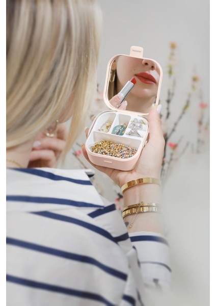 Turuncu Mini Makyaj ve Takı Kutusu, Aynalı, Pratik ve Şık Tasarım fiyatları