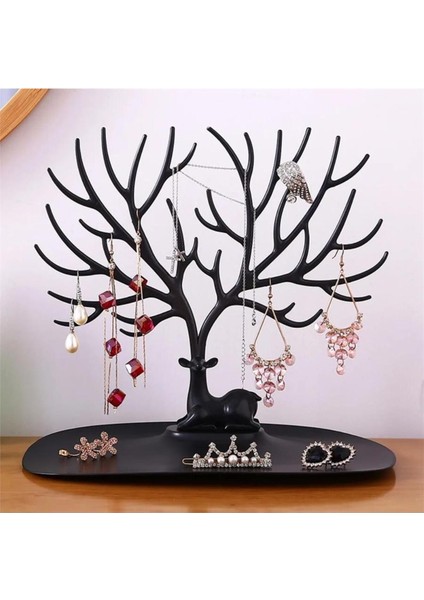 Geyik Desenli Takı Askısı, Yüzük, Küpe, Kolye Düzenleyici Siyah Renk fiyatları