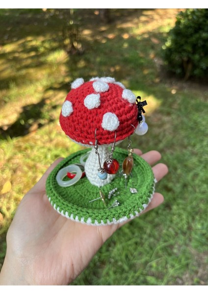 Sevimli Mantar Amigurumi Takı Organizer, Yüzük ve Küpe Tutucu, Örgü Tasarım fırsatları