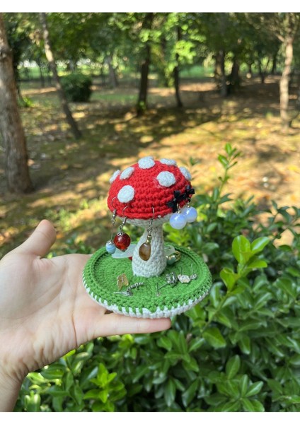 Sevimli Mantar Amigurumi Takı Organizer, Yüzük ve Küpe Tutucu, Örgü Tasarım