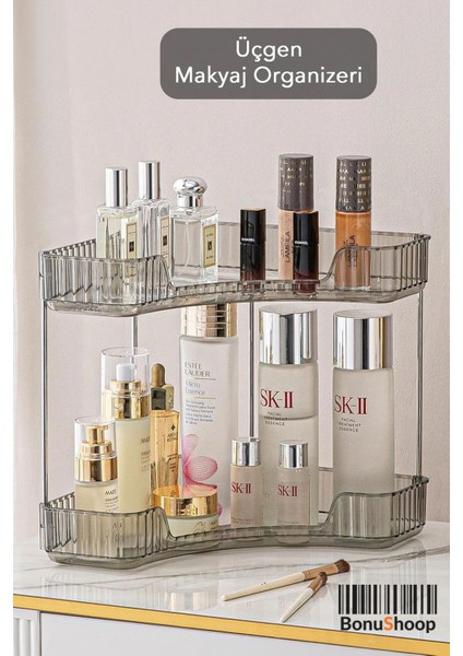 Iki Katlı Üçgen Köşe Makyaj Düzenleyici, Pratik ve Şık Tasarım