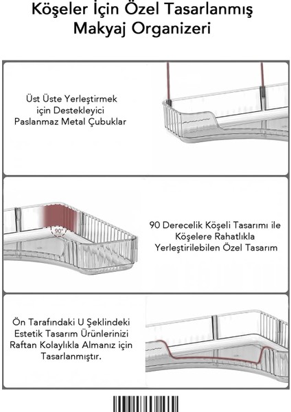 Iki Katlı Üçgen Köşe Makyaj Düzenleyici, Pratik ve Şık Tasarım fiyatları