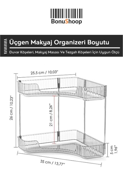 Iki Katlı Üçgen Köşe Makyaj Düzenleyici, Pratik ve Şık Tasarım