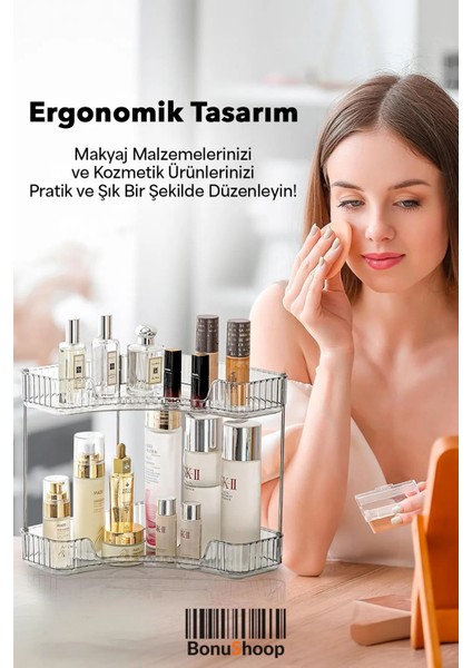 Iki Katlı Üçgen Köşe Makyaj Düzenleyici, Pratik ve Şık Tasarım