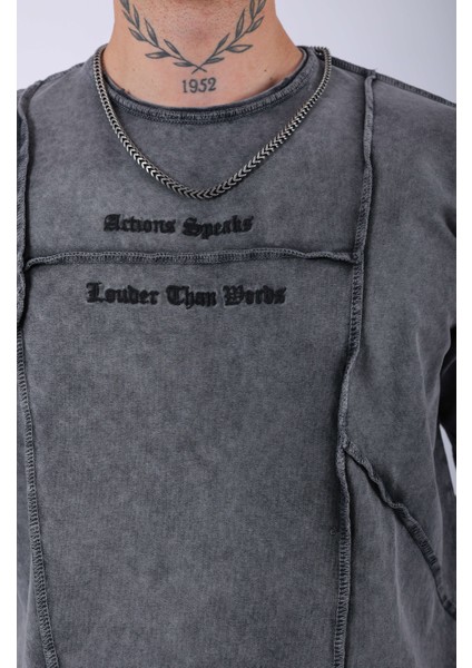 Unisex Nakışlı Özel Yıkamalı Parça Dikişli Oversize T-Shirt modelleri