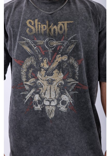 Unisex Slipknot Baskılı Özel Yıkamalı Oversize T-Shirt fiyatları