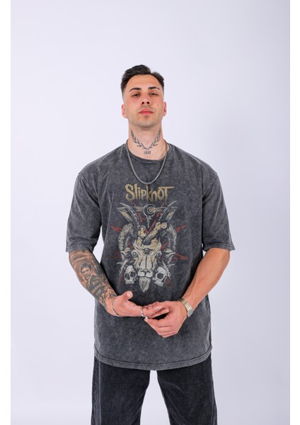 Unisex Slipknot Baskılı Özel Yıkamalı Oversize T-Shirt modelleri
