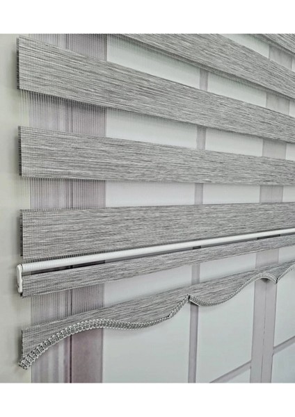 Gri Zebra Perde Etek Dilimli