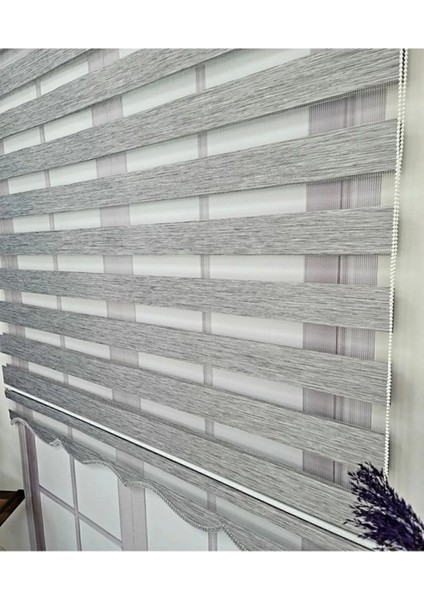 Gri Zebra Perde Etek Dilimli modelleri