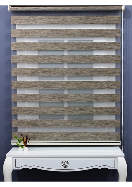 Ahşap Desen Kahverengi Zebra Stor Perde (Alüminyum Kasa)