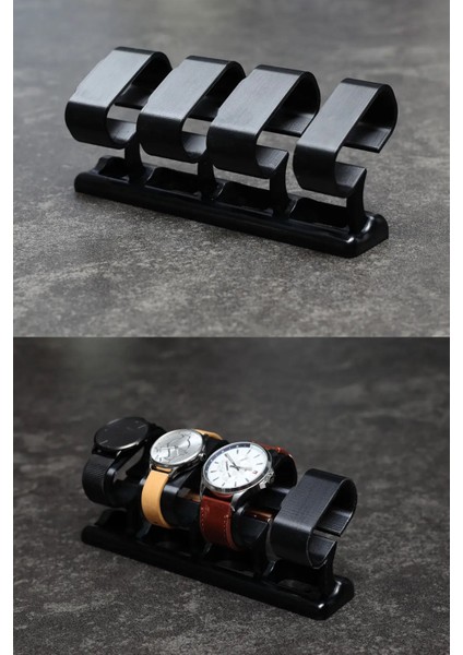 Dörtlü Saat ve Bileklik Tutucu, Çoklu Bağlantı, Siyah, Organizatör