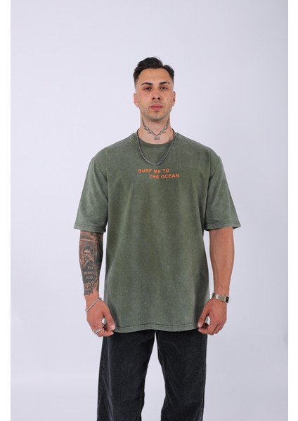 Unisex Özel Tasarım Yıkamalı Oversize T-Shirt