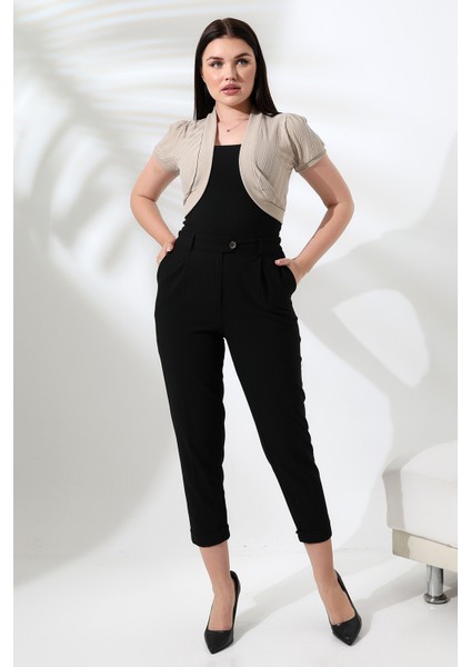 Samui Kadın Yumuşak Dokulu Penye Kısa Kol Omuz Büzgü Detay Önü Oval Kısa Hırka & Bolero - modelleri