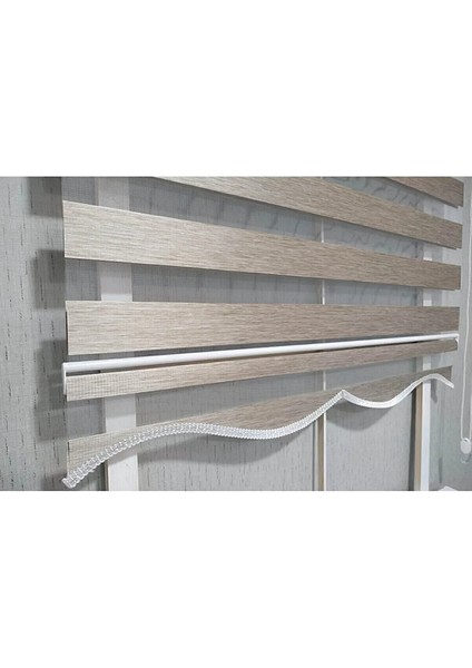 Bambu Kahverengi R-07 Zebra Perde Etek Dilimli Hediye (Alüminyum Kasa)