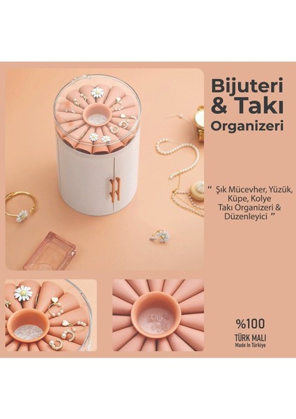 Beyaz Çekmeceli Takı Organizeri Kapaklı Aksesuar Düzenleyici