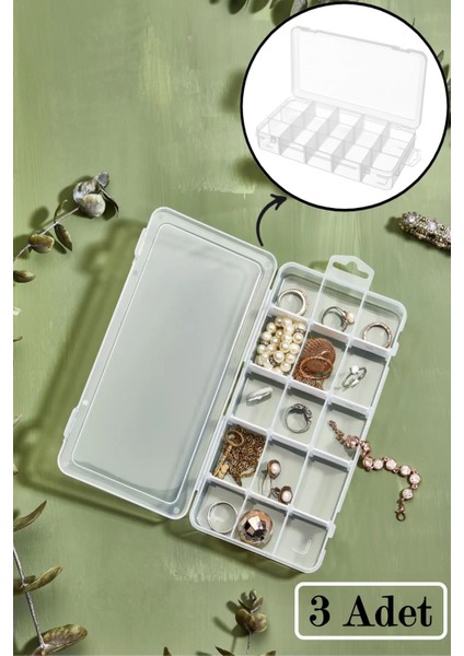 15 Bölmeli Çok Amaçlı Düzenleyici, Şeffaf ve Ayarlanabilir Organizer