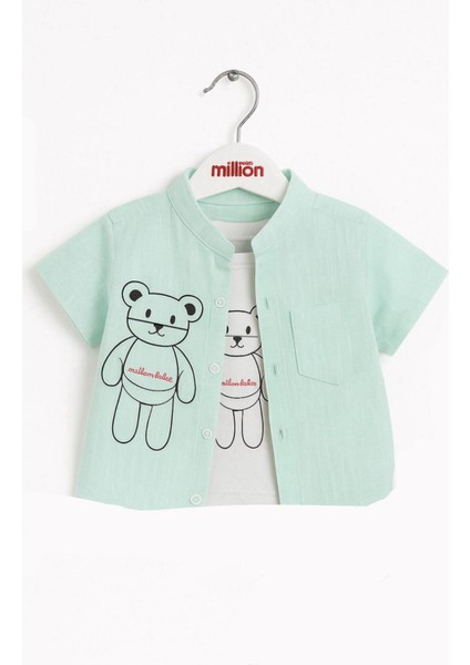 Yazlık Erkek Bebek Kombin – Gömlek + Şort + Atlet Body 3'lü Set modelleri