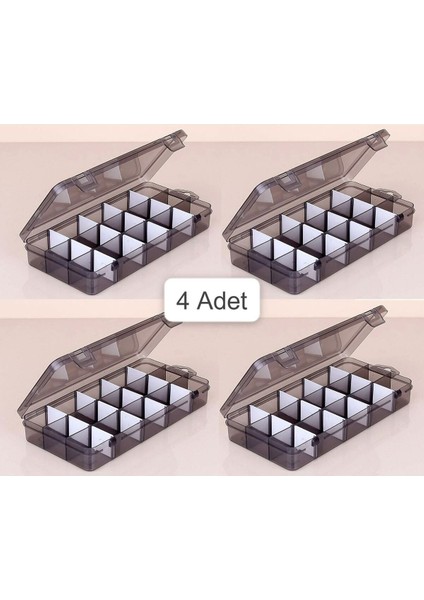 Füme 4'lü 15 Bölmeli Takı ve Dikiş Organizer Kutusu modelleri