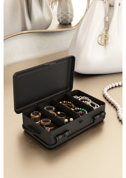 Çift Bölmeli Çok Amaçlı Takı ve Aksesuar Organizeri, Siyah Renk modelleri