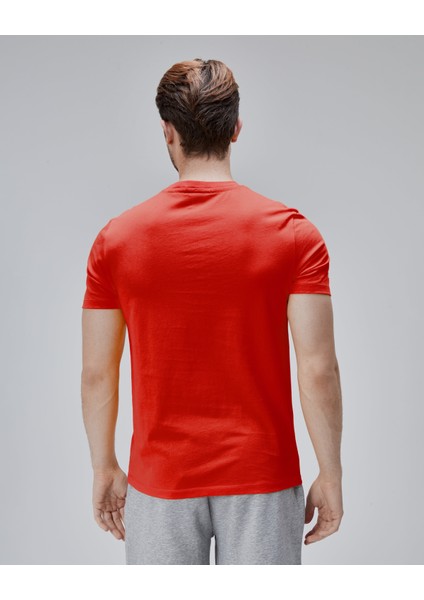 Barnes Kırmızı Bisiklet Yaka Baskılı Standard Fit Erkek Tshirt