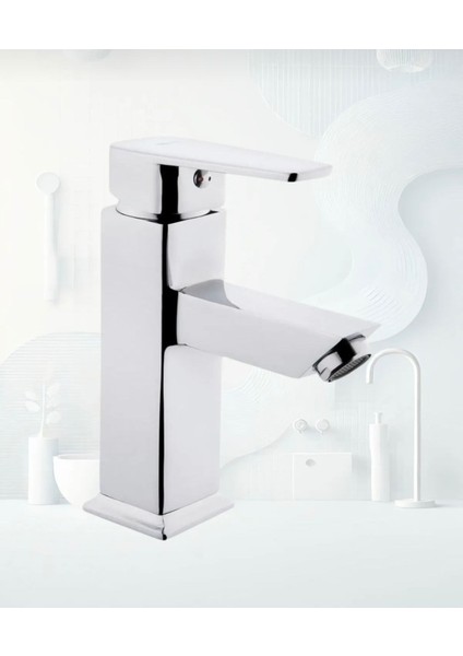 Krom Dubai Duş Seti , Lüx Kare Eviye , Sabit Lavabo , Banyo Bataryası 4’lü Set