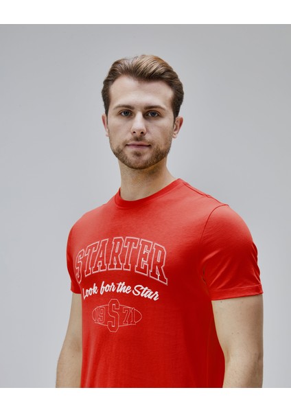 Barnes Kırmızı Bisiklet Yaka Baskılı Standard Fit Erkek Tshirt fiyatları