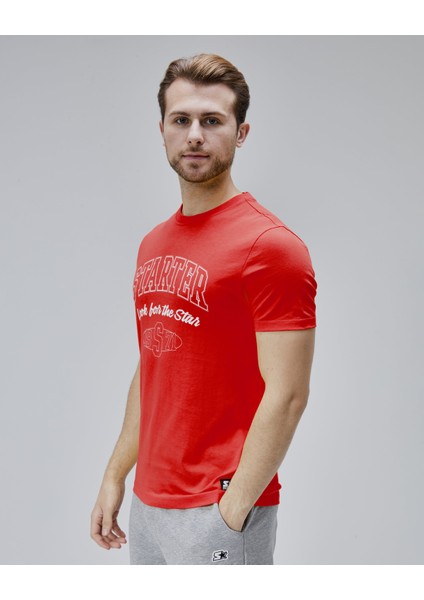 Barnes Kırmızı Bisiklet Yaka Baskılı Standard Fit Erkek Tshirt modelleri