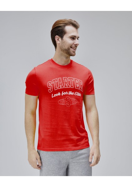 Barnes Kırmızı Bisiklet Yaka Baskılı Standard Fit Erkek Tshirt indirimleri