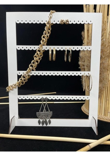 Dikdörtgen Mdf Dekoratif Takı ve Küpe Standı, Şık ve Fonksiyonel Tasarım