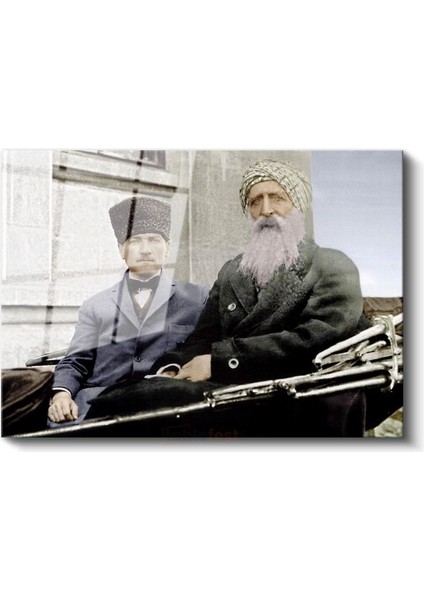 Atatürk ve Şeyh Sünusi - Tarihi Buluşma Cam Tablo