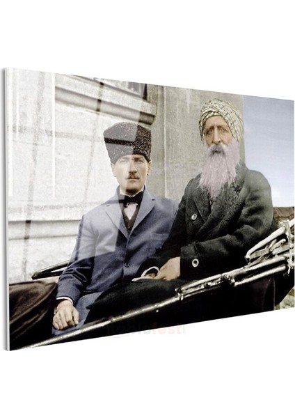 Atatürk ve Şeyh Sünusi - Tarihi Buluşma Cam Tablo