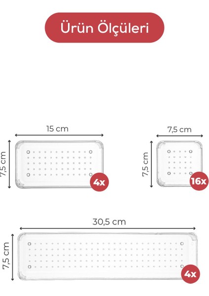 Şeffaf 24'lü Çekmece İç Aksesuar ve Makyaj Düzenleyici Organizer fiyatları