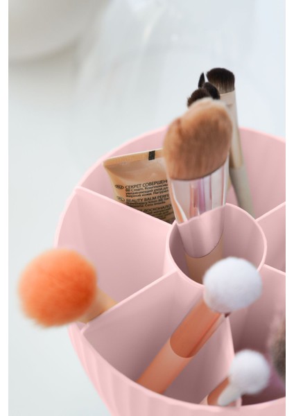 7 Bölmeli Beyaz Makyaj Organizeri, Fanus Kapaklı, Şık ve Pratik Tasarım