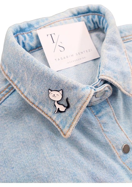 Rozet Metal Broş Kedi Siyah Beyaz Sevimli Tatlı Cat Yaka Okul Çanta Kıyafet Şapka Takı Aksesuar fiyatları