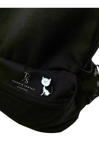 Rozet Metal Broş Kedi Siyah Beyaz Sevimli Tatlı Cat Yaka Okul Çanta Kıyafet Şapka Takı Aksesuar modelleri