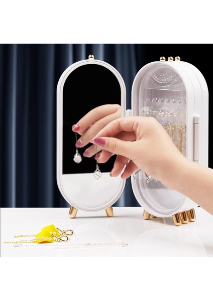 Katlanabilir Aynalı ve Ayaklı Taşınabilir Takı Standı Beyaz, Şık ve Kullanışlı Tasarım fiyatları