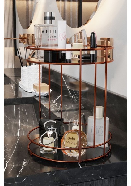 Çok Amaçlı 2 Katlı Banyo ve Takı Düzenleyici, Rose Gold