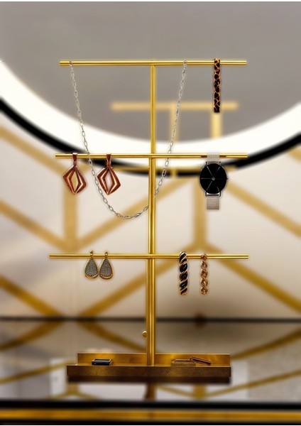 Şık Takı Düzenleyici, Altın Renkli Stand, Bileklik ve Kolye Sergisi fiyatları