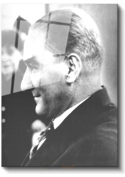 Profil Atatürk - Siyah Beyaz Portre Cam Tablo fiyatları