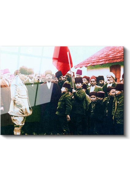 Atatürk ve Gençlik - Bayrak Töreni Cam Tablo