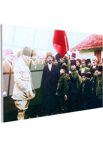 Atatürk ve Gençlik - Bayrak Töreni Cam Tablo